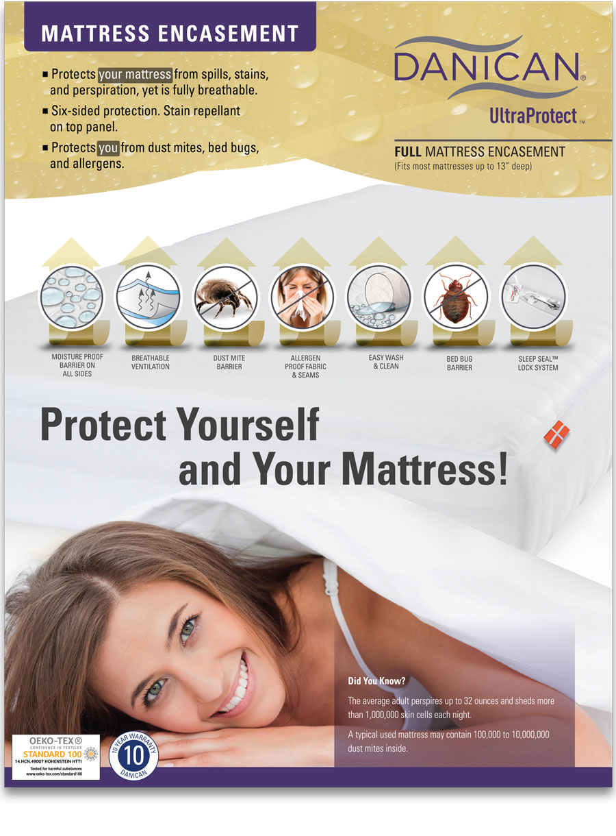 Danican Mattress Protector - Mattress Encasement - Mattress Protection Danican Mattress Encasement Protectors - Bed Bug Barrier - Allergen Proof - Dust Mite Barrier - Danican Private Label Bedding